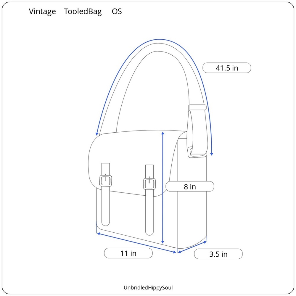 Vintage 70s 80s Hand Tooled Buckstitched Leather Shoulder Saddle Bag - Picture 16 of 16